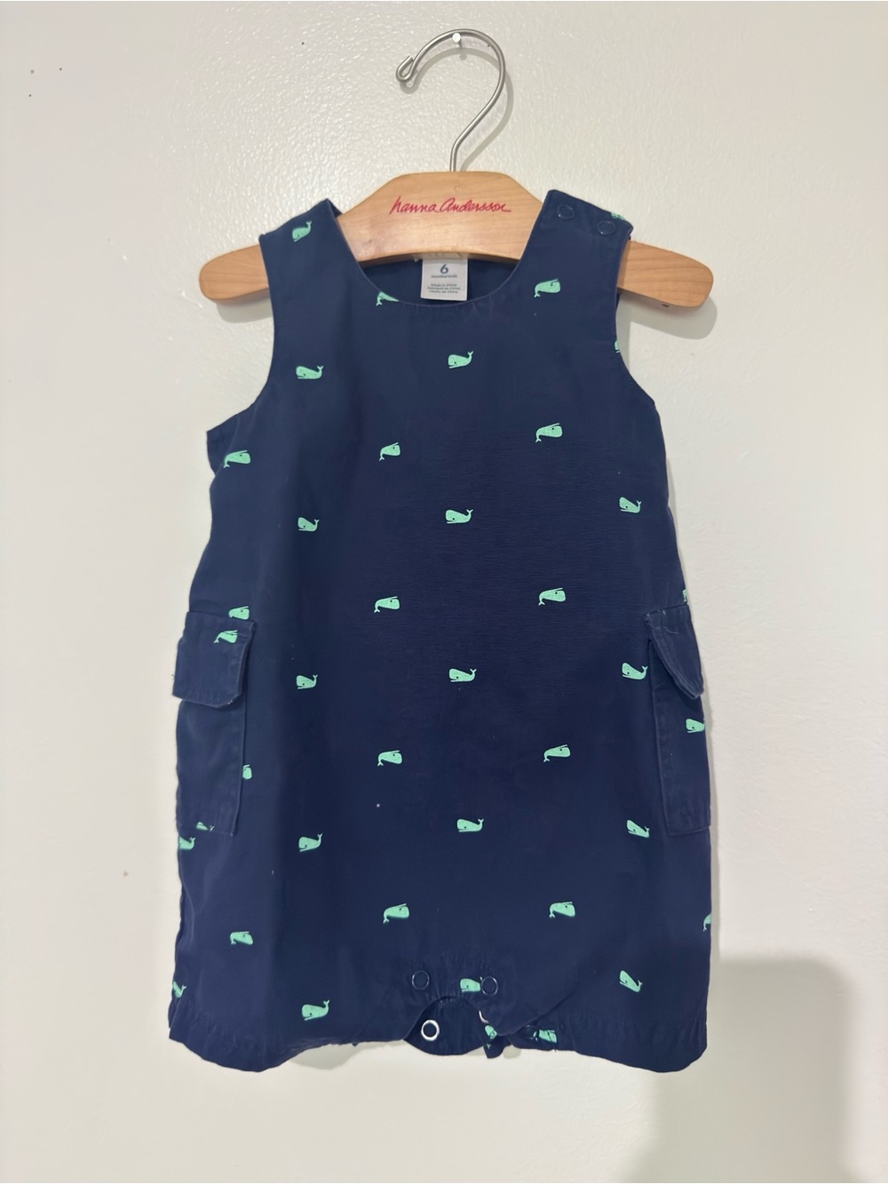 Carter’s Navy Whale Print snap Romper  - Kids